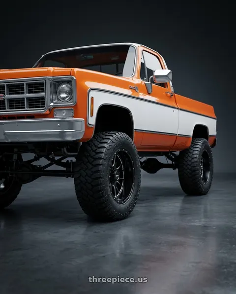 1973 GMC K15/K1500 Pickup with WHITE DIAMOND W3910 6x139.7 16x10-44 BLACK / MACHINED wheels