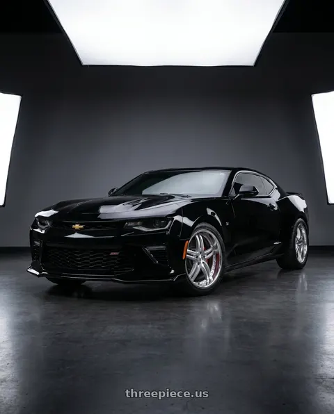 2016 Chevrolet Camaro SS with XIX Wheels XIX 15 5x114.3 20x10 +40 Silver Machined with Stainless Steel Lip wheels