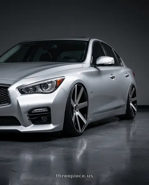 2017 INFINITI Q50 with Strada Coda 6x139.7 22x9.5 +24 Gloss Black Machined wheels