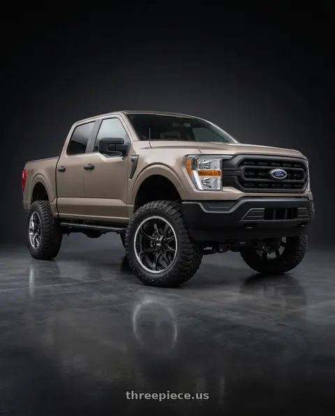 2013 Ford F-150 with Moto Metal MO201 6X135/6X139.7 20X10 -18 GLOSS BLACK MILLED CENTER CHROME LIP wheels