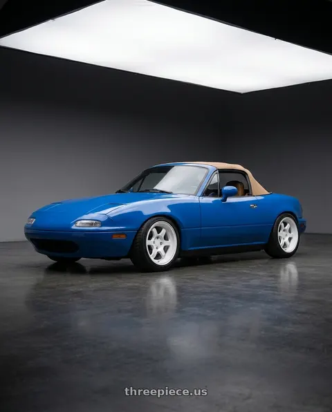 1992 Mazda Miata with 9six9 SIX-1 Deep 4x100 15X8 +20 Competition White wheels