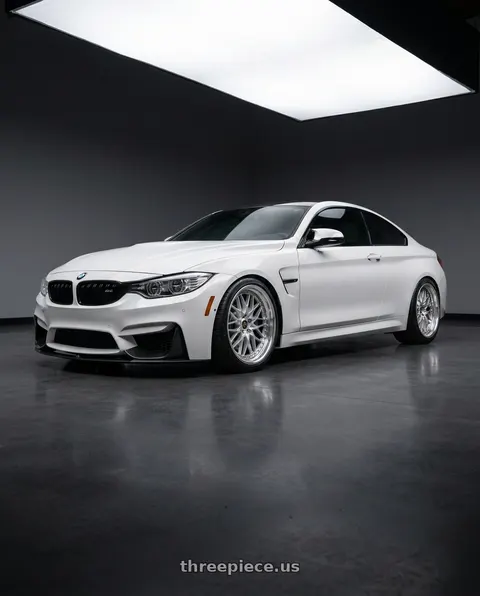 2018 BMW M4 with Work Vs-Xv 5x120 18x10.5+35 L Disk Silky Rich Silver wheels
