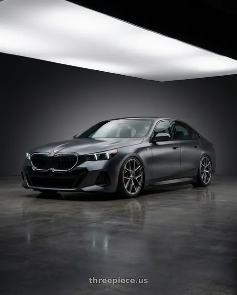 2024 BMW i5 with BBS SR 5x120 17x8.0+30 Satin Himalaya Grey wheels