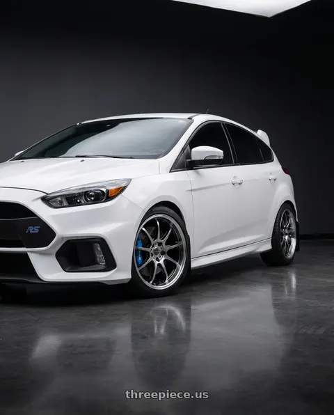 2017 Ford Focus RS with Work Emotion D9r 5x108 18x7.5 +47 Gt Silver Rim Cut wheels