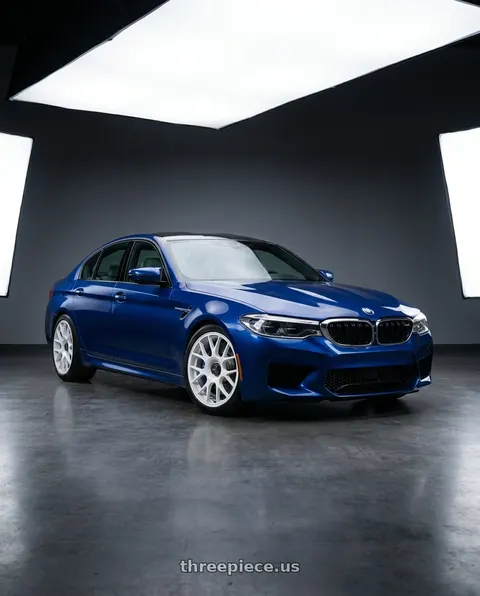 2018 BMW M5 with fifteen52 APEX 5x112 / 5x120 18x8.5 +35 RALLY WHITE (GLOSS WHITE) wheels