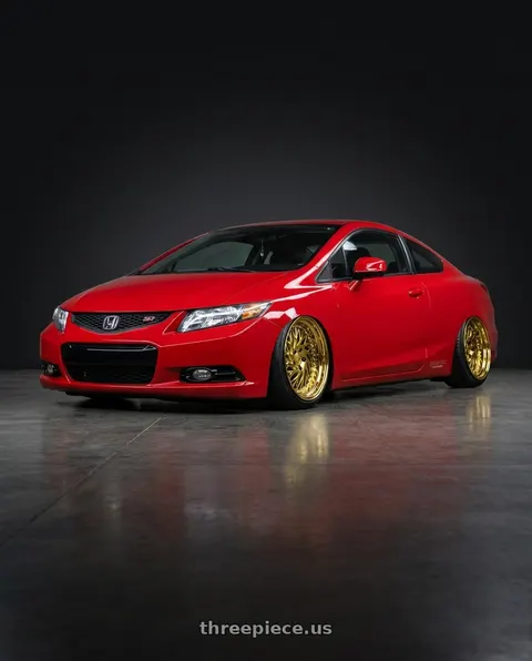 2011 Honda Civic Si with Aodhan DS03 5x114.3 18x9.5 +30 Gold Vacuum w/ Chrome Rivets wheels