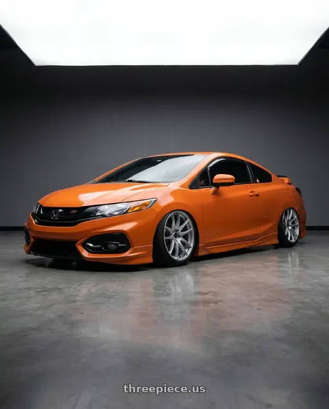 2015 Honda Civic Si with Vors TR4 4x100/4x114.3 17x8  +35 Silver Machine Face wheels