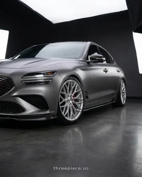 2024 Genesis G70 with DOLCE PERFORMANCE MAGARI 5x114.3 20x10 +40 Gloss Silver wheels