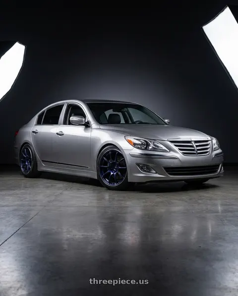 2013 Hyundai Genesis with Advan Racing RZII 5x114.3 19x8.0 +44 RACING INDIGO BLUE & RING wheels