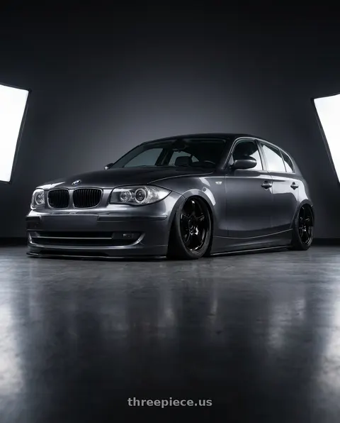 2012 BMW 1 Series E82 with Gram Lights 57CR 5x120 18x9.5+38 Glossy Black wheels