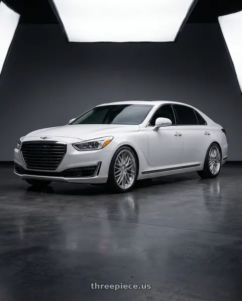 2018 Genesis G90 Ultimate with XIX Wheels XIX 61 5x114.3 20x8.5 +20 Silver Machined with Stainless Steel Lip wheels