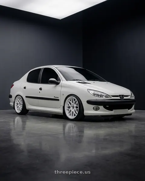 2011 Peugeot 206 SD roof with ESR Wheels APEX SERIES APX01 5x100 18x8.5 +30 Gloss White wheels