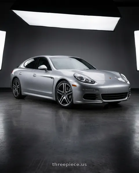 2014 Porsche Panamera with REPLICA WHEELS R5055 5x112 20x9.5+35 GREY / MACHINED wheels