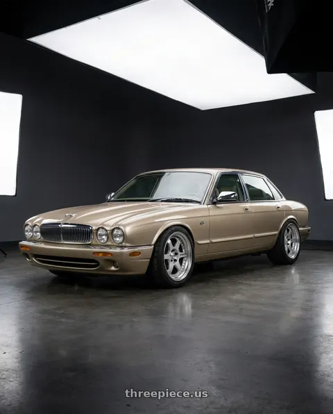1998 Jaguar Vanden Plas with Work Meister L1 3P 5x120.65 18x8+24 L Disk Matte Silver wheels
