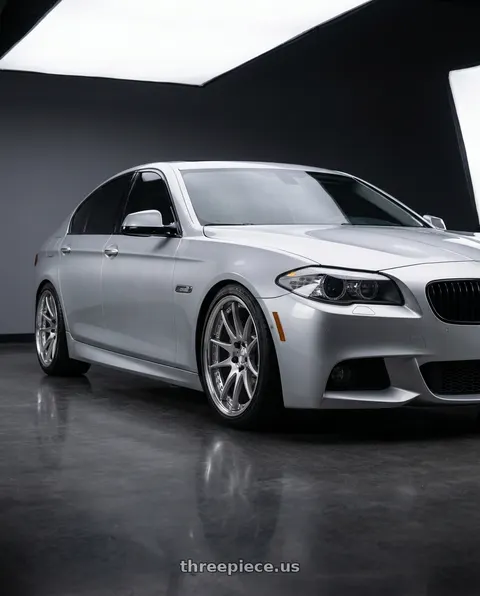 2013 BMW 535i with Work Emotion Cr 3P 5x120 19x8+17 L Disk Burning Silver wheels