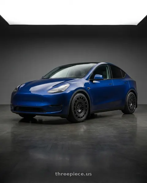 2022 Tesla Model Y with Rotiform 1PC R137 CCV 5X112 18X8.5 +45 MATTE BLACK wheels