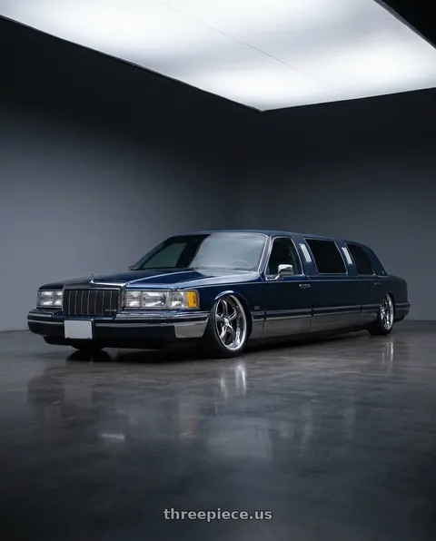 1993 Lincoln Town Car with Work Wheels VS-KF 5X114.3 19x8+28 Brilliant Silver Black A Disk FULL REVERSE wheels