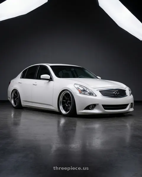 2012 INFINITI G37 with Konig Countergram 5x114.3 19x9.5+25 Matte Black / Matte Machined Lip wheels