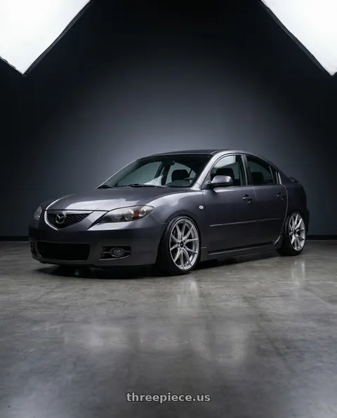 2007 Mazda 3 with Advanti Racing 80S Hybris 5x114.3 18x8 +45 Silver with Machined Face wheels