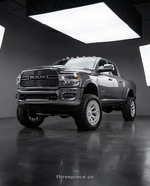 2025 Ram 2500 Laramie with Fuel 1PC FC873 CHARGER 8X165.1 20x9 +1 GLOSS SILVER W/ MACHINED FACE wheels