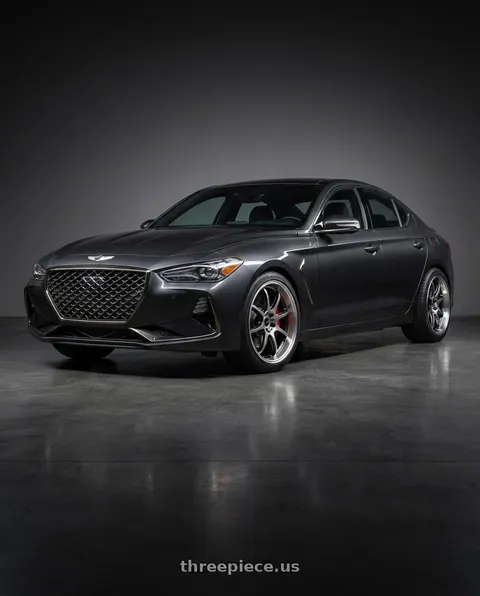 2019 Genesis G70 with Work Emotion D9r 5x100 18x10.5 +15 Gt Silver Rim Cut wheels