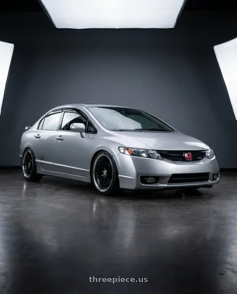 2009 Honda Civic with Work Lanvec Ld1 5x114.3 18x7.5+38 O Disk Black wheels