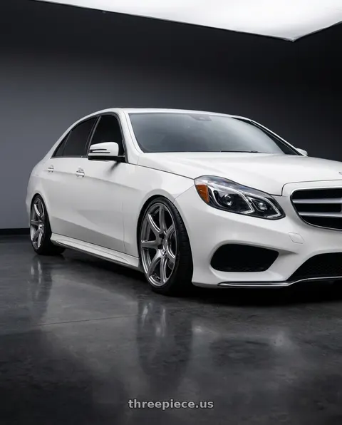 2014 Mercedes-Benz E350 with Work Emotion T7r 5x112 18x9.5 +30 Gt Silver wheels