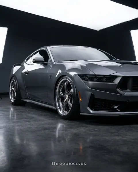 2024 Ford Mustang Dark Horse with Work Wheels VS-KF 5X114.3 19x9.5+21 Brilliant Silver Black A Disk FULL REVERSE wheels
