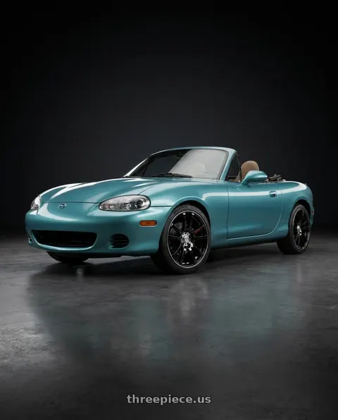 2002 Mazda Miata with RTX Twin 4x100 15x6.5 +38 Black Machined wheels
