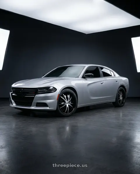 2019 Dodge Charger with Mazzi Edge 337 5x112/5x120 20x8.5+35 Gloss Black/Machined Face wheels