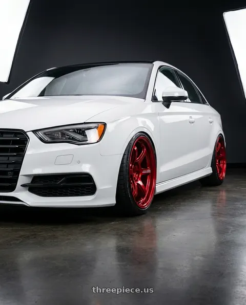 2017 Audi S3 with Advan Racing R6 5x112 20x10.0 +25 RACING CANDY RED wheels