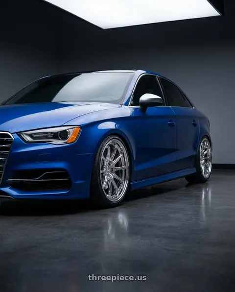 2016 Audi S3 with KATANA RACING HR06 5x112 18x8.5 +35 Chrome wheels