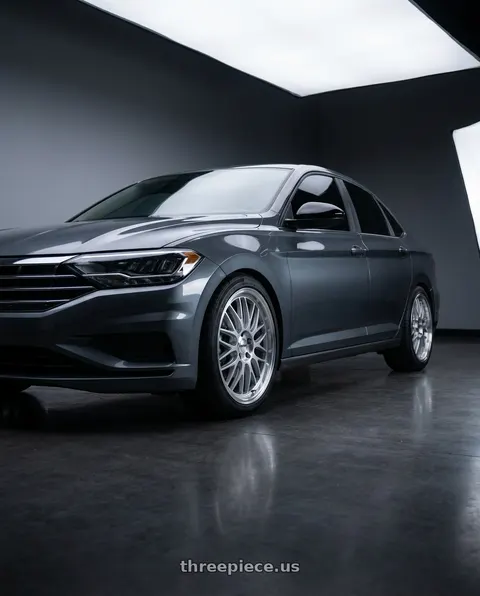 2026 Volkswagen Jetta Sport with Petrol P4C 5X112 16X7 +40 SILVER W/ MACHINED FACE & LIP wheels