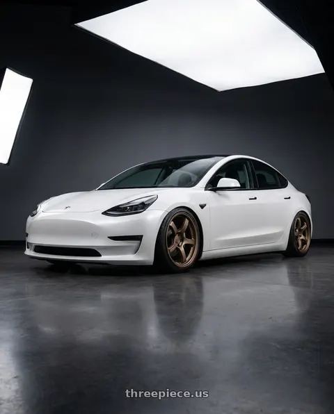 2021 Tesla Model 3 with Gram Lights 57DR 5x114.3 19x9.5+35 Bronze II wheels