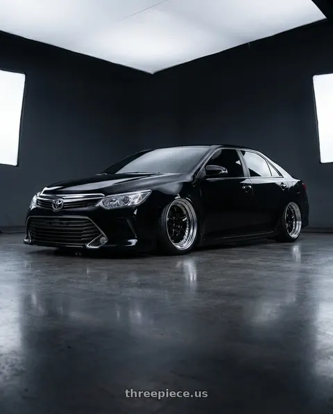 2016 Toyota Camry with Work Meister S1 3P 5x100 18x9+35 A Disk Black wheels