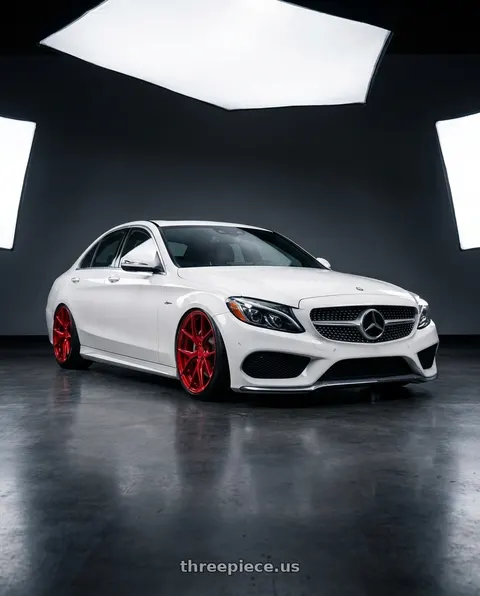 2016 Mercedes-Benz C450 AMG 4Matic with MRR FS6 5x112 19x10  +25 Candy Red wheels