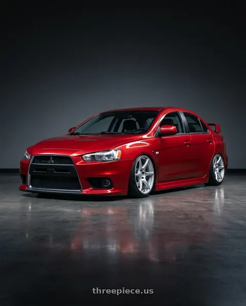 2012 Mitsubishi Lancer with Kansei K11S Tandem 5x114.3 18x10.5 12 Hyper Silver wheels