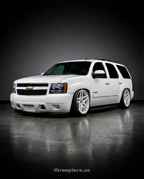 2011 Chevrolet Tahoe with HERITAGE WHEEL EBISU MONOC 5x120 20x9 +25 WHITE wheels