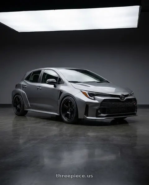 2026 Toyota GR Corolla Premium Plus with Gram Lights 57DR 5x114.3 18x9.5+22 Semi Gloss Black wheels
