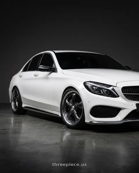 2015 Mercedes-Benz C300 4Matic with Work Wheels VS-KF 5x112 19x8.5+34 Brilliant Silver Black A Disk FULL REVERSE wheels