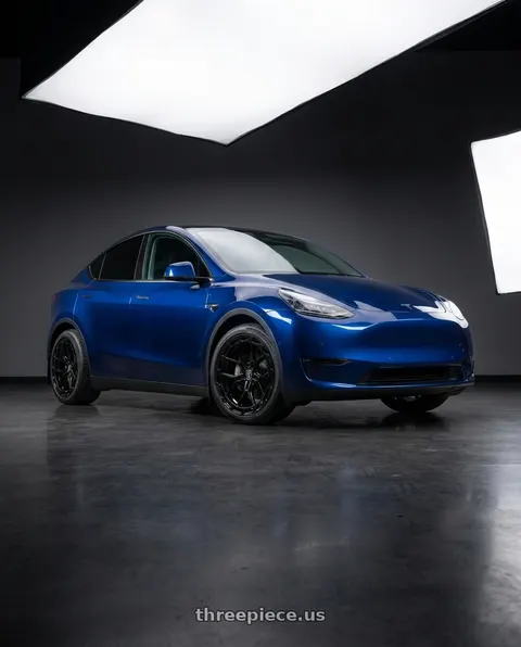 2023 Tesla Model Y with Rohana RFX19 5x112 19x8.5 +42 Gloss Black wheels