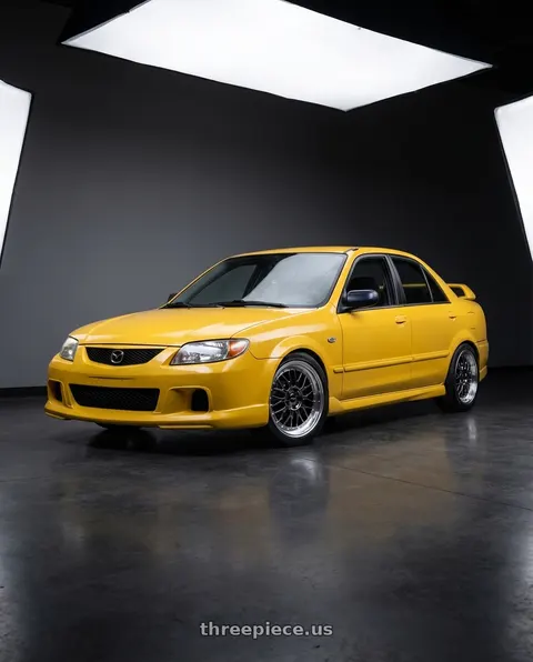 2003 Mazda Protege Mazdaspeed with RTX Amaze II 5x114.3 17x7.5 +40 Black Chrome (pvd) With Machined Lip wheels