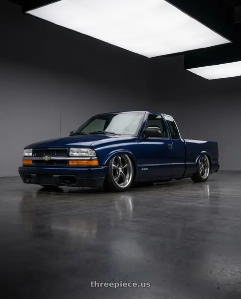 2001 Chevrolet S10 with Work Wheels VS-KF 5X114.3 19x7.5-11 Brilliant Silver Black R Disk FULL REVERSE wheels