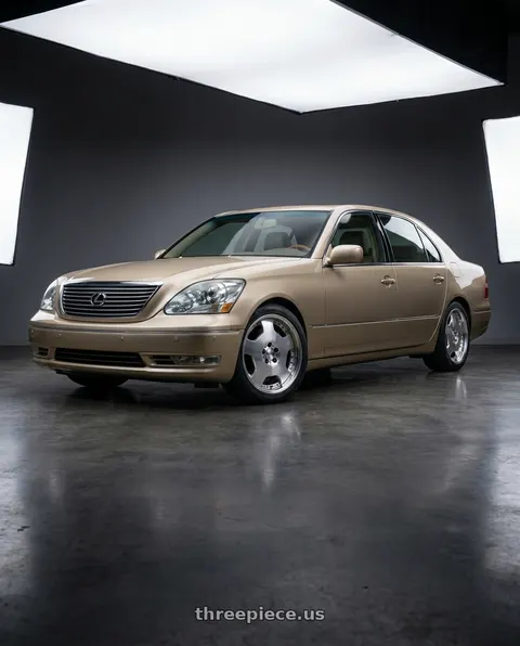 2002 Lexus LS430 with Work Lanvec Ld1 5x114.3 19x8+38 A Disk Machine Silver Polish wheels