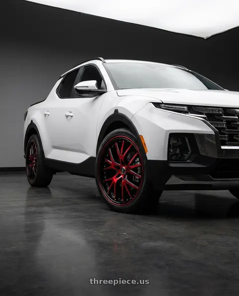 2024 Hyundai Santa Cruz Limited with WHITE DIAMOND w530 5x114.3 20x8.5+35 RED FACE / BLACK wheels