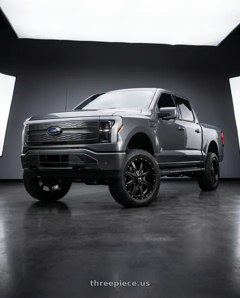 2022 Ford F-150 Lightning with Moto Metal 970 5x127/5x139.7 20x10 -24 SEMI GLOSS BLACK MILLED wheels