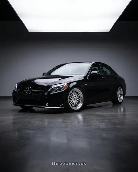 2018 Mercedes-Benz C43 AMG with Work Vs-Xv 5x112 19x8.5+34 A Disk Silky Rich Silver wheels