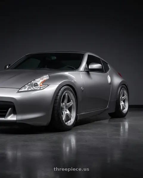 2009 Nissan 370Z with Gram Lights 57CR 5x114.3 18x9.5+38 Grace Silver wheels