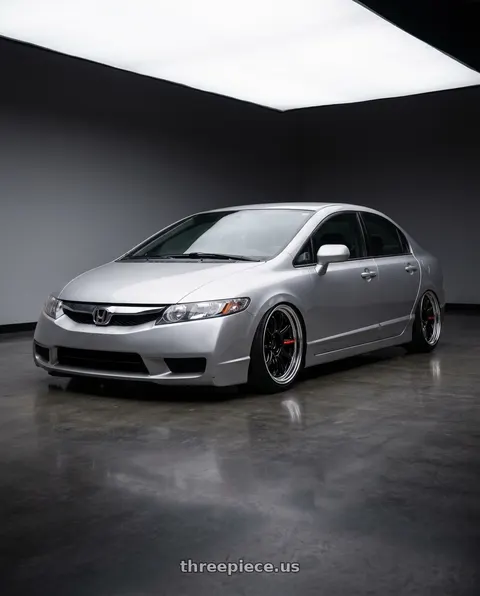 2006 Honda Civic with Work Zr10 2P 5x114.3 18x10.0 +38 Glim Black wheels