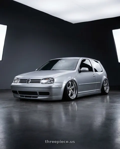 2002 Volkswagen Golf with Work Wheels VS-KF 5x100 18x8.5+34 Light Grey Silver A Disk FULL REVERSE wheels